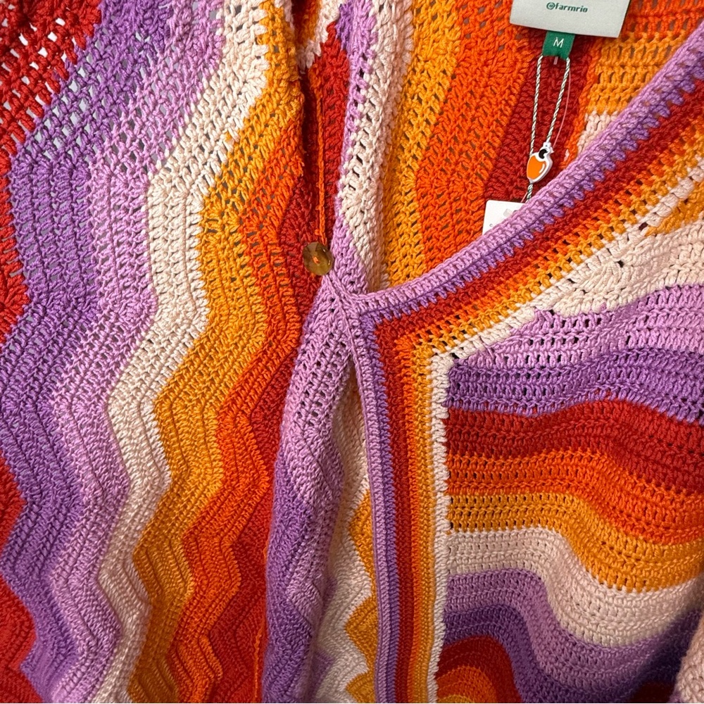 Farm Rio - Crochet Mini Dress NWT Medium (missing belt buckle) - Picture 7 of 11